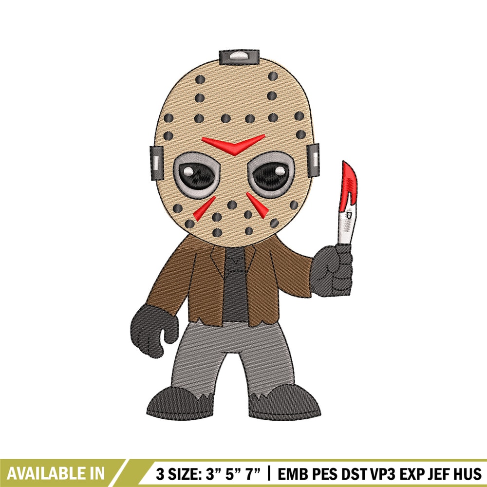 Jason Voorhees embroidery design, Horror embroidery, Embroidery file, Embroidery shirt, Emb design, Digital download.jpg