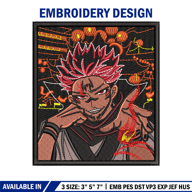 Sukuna frame embroidery design, Sukuna embroidery, Embroidery shirt, Embroidery file, Anime design, Digital download.jpg
