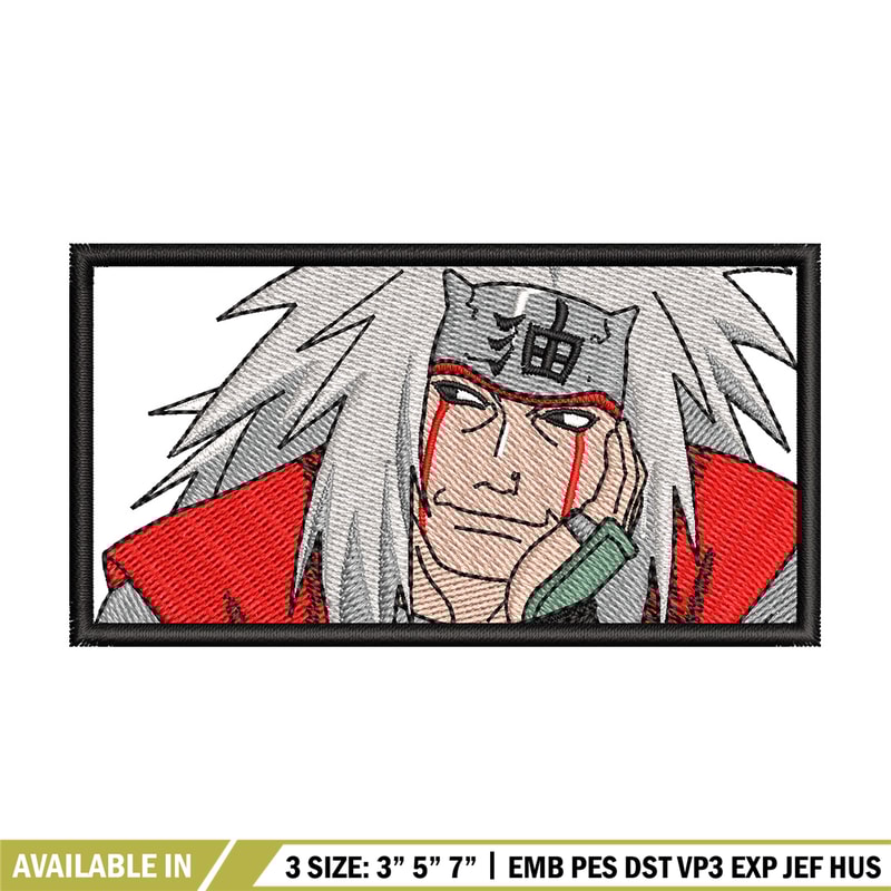 Jiraiya embroidery design, Naruto embroidery, Anime design, Embroidery shirt, Embroidery file, Digital download.jpg