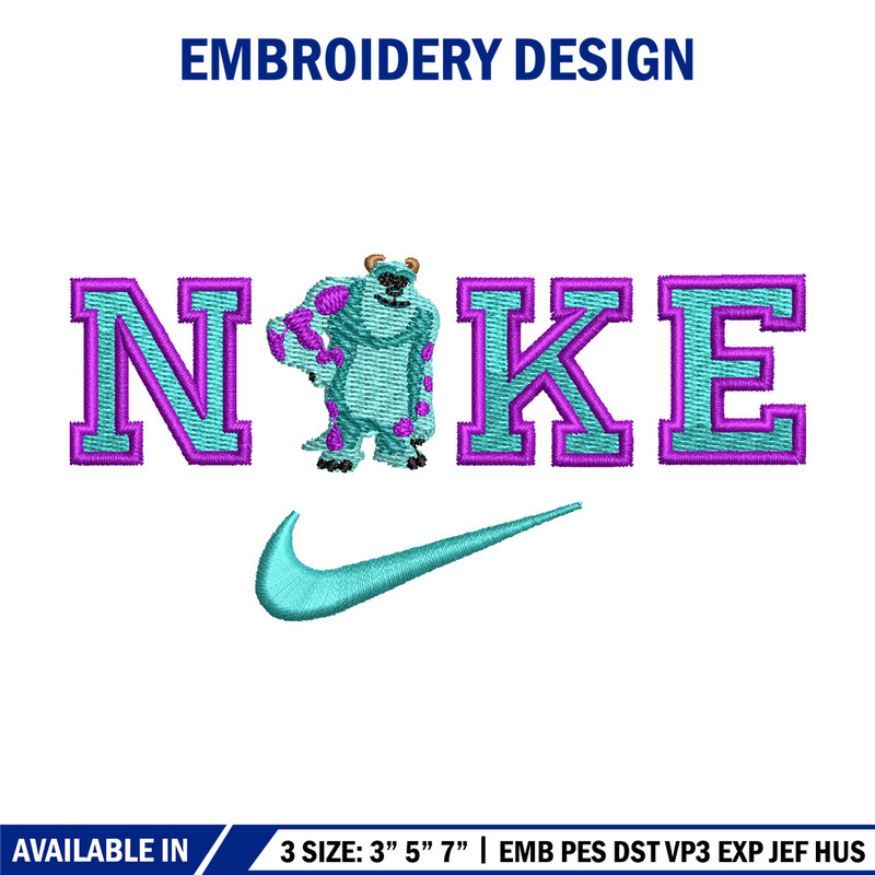 Sullivan nike embroidery design, Disney embroidery, Nike design, Embroidery shirt, Embroidery file, Digital download.jpg