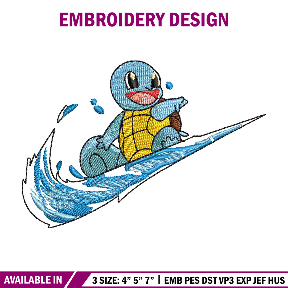 Swoosh squirtle embroidery design, Pokemon embroidery,Anime design,Embroidery file, Embroidery shirt, Digital download.jpg
