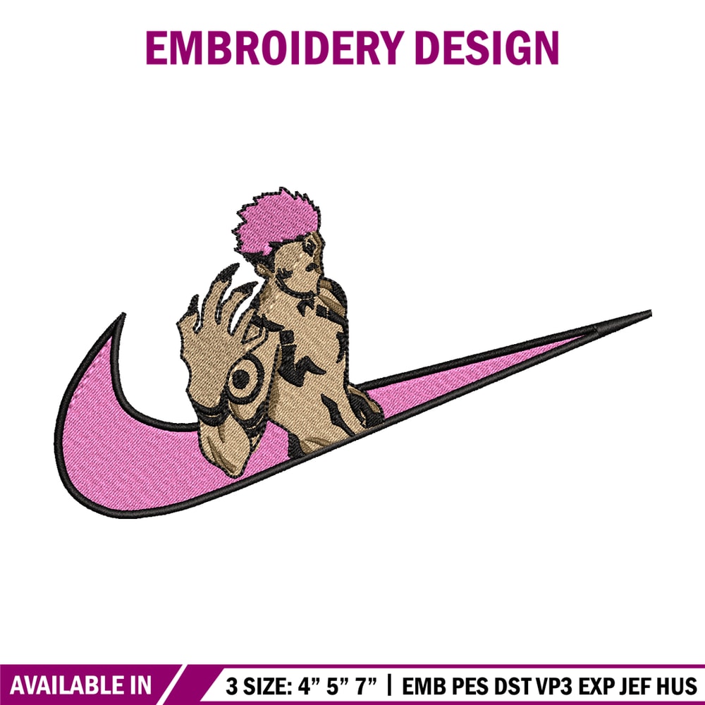 Sukuna Nike embroidery design, Jujutsu kaisen embroidery, Nike design, anime design, anime shirt, Digital download.jpg