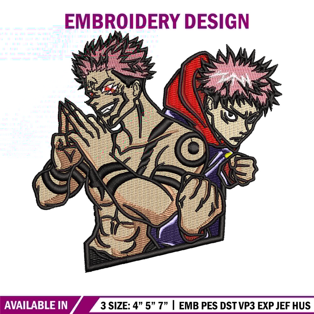Sukuna x yuji embroidery design, Jujutsu embroidery, Anime design, Embroidery shirt, Embroidery file, Digital download.jpg