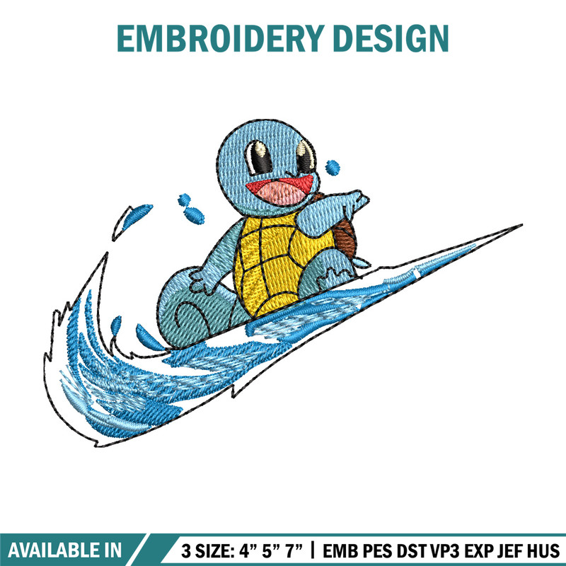 Swoosh squirtle embroidery design, Pokemon embroidery,Anime design,Embroidery file, Embroidery shirt, Digital download.jpg