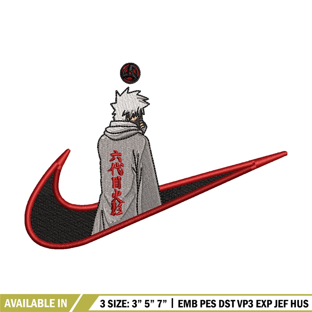 Kakashi Hatake 6 Nike embroidery design, Naruto embroidery, nike design, anime design, anime shirt, Digital download.jpg