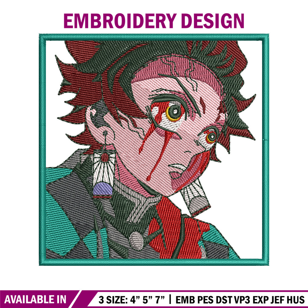 Tanjiro green embroidery design, Tanjiro embroidery, Anime design, Embroidery shirt, Embroidery file, Digital download.jpg