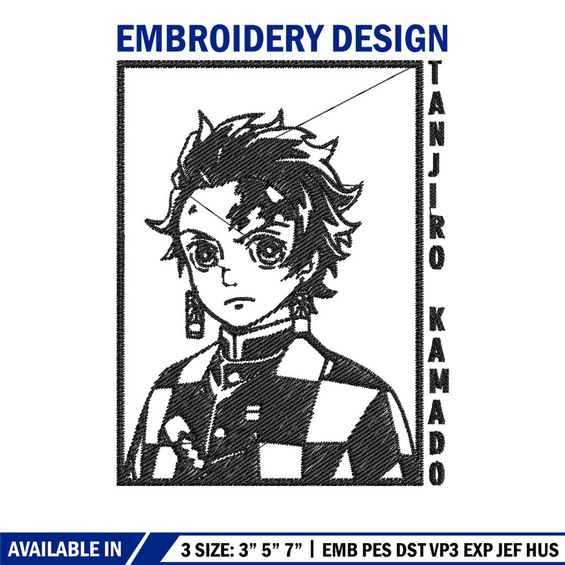 Tanjiro black embroidery design, Tanjiro embroidery, Embroidery shirt, Embroidery file, Anime design, Digital download.jpg