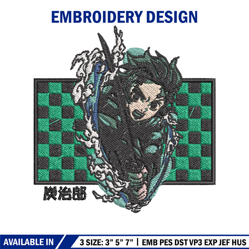 Tanjiro green embroidery design, Tanjiro embroidery, Embroidery shirt, Embroidery file, Anime design, Digital download.jpg