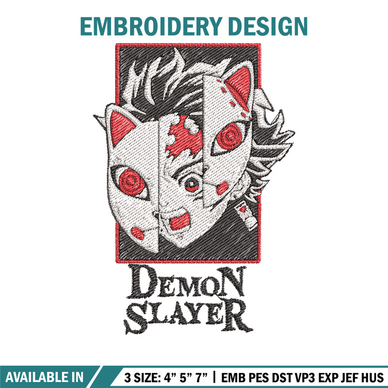 Tanjiro mask embroidery design, Tanjiro embroidery, Embroidery shirt, Embroidery file, Anime design, Digital download.jpg