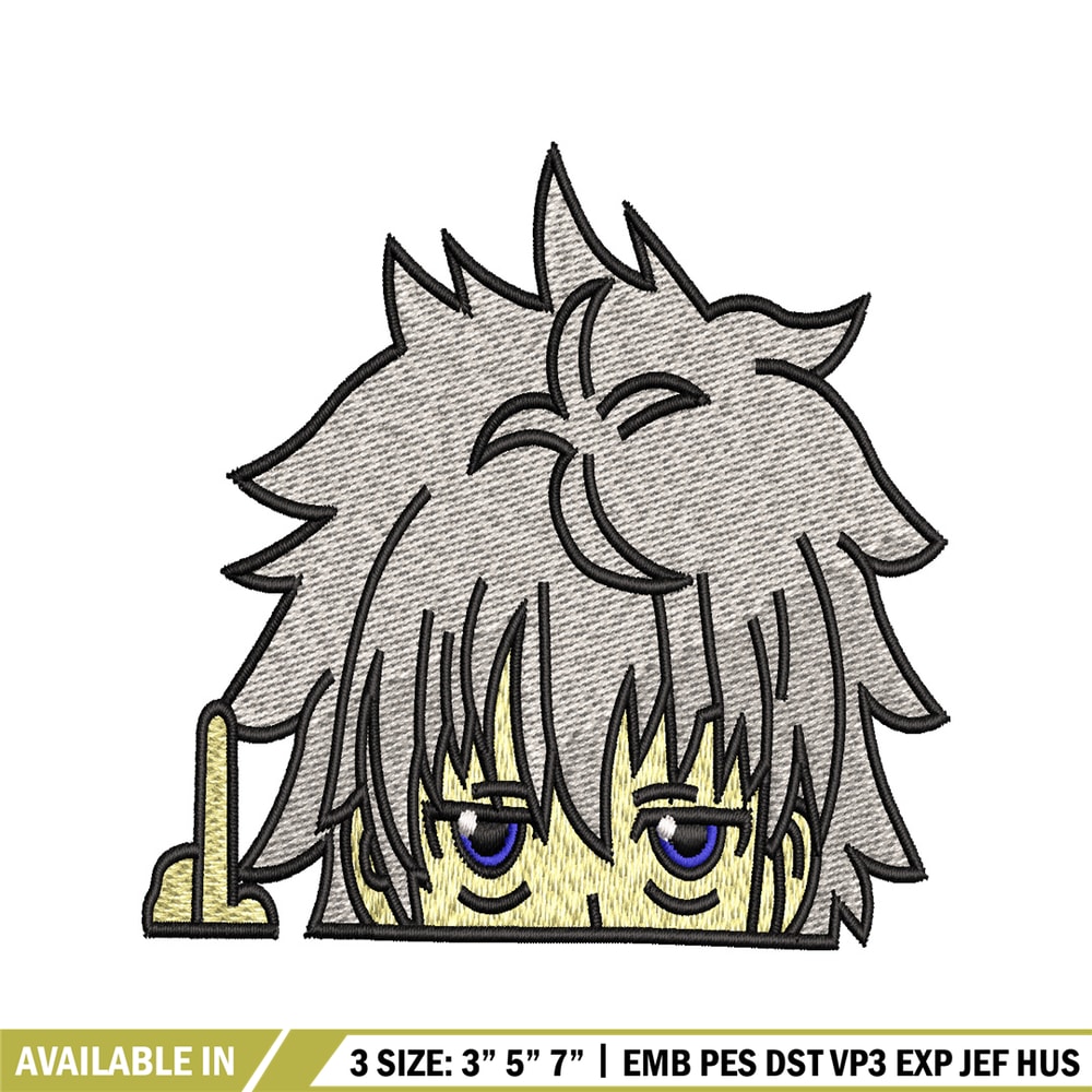 Killua bored embroidery design, hunter x hunter embroidery, embroidery file, logo design, logo shirt, Digital download..jpg