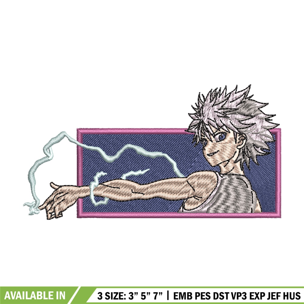 Killua lightning embroidery design, hunter x hunterr embroidery, embroidery file, anime design, Digital download.jpg