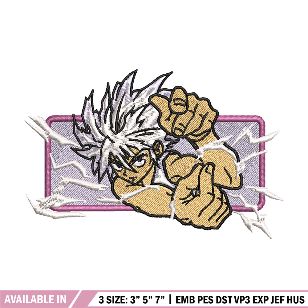 Killua zoldyck embroidery design, hunter x hunter embroidery, anime design, anime shirt, Digital download.jpg
