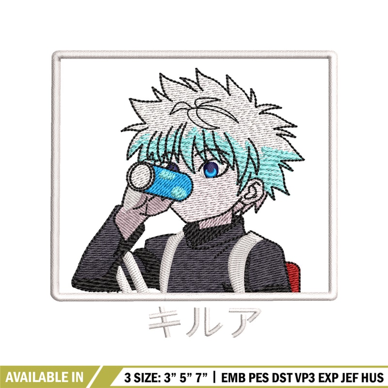 Killua embroidery design, hunter x hunter embroidery, anime design, logo design, anime shirt, Digital download..jpg