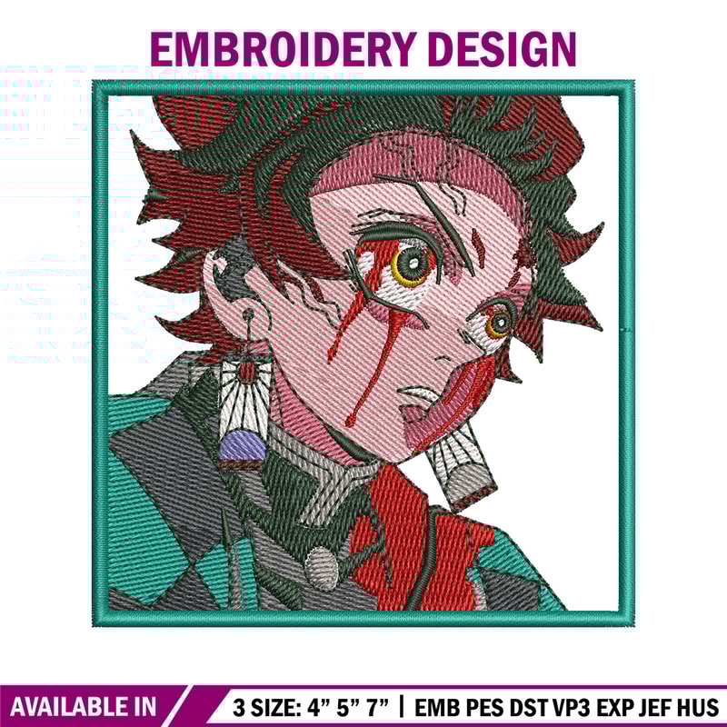 Tanjiro green embroidery design, Tanjiro embroidery, Anime design, Embroidery shirt, Embroidery file, Digital download.jpg