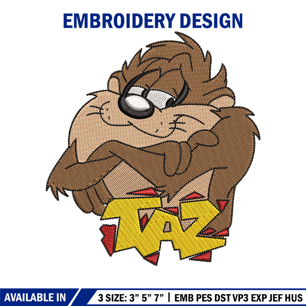 Taz embroidery design, Taz embroidery, Emb design, Embroidery shirt, Embroidery file, Digital download.jpg