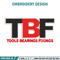 TBF logo embroidery design, TBF logo embroidery, logo design, logo shirt, Embroidery shirt, Instant download.jpg