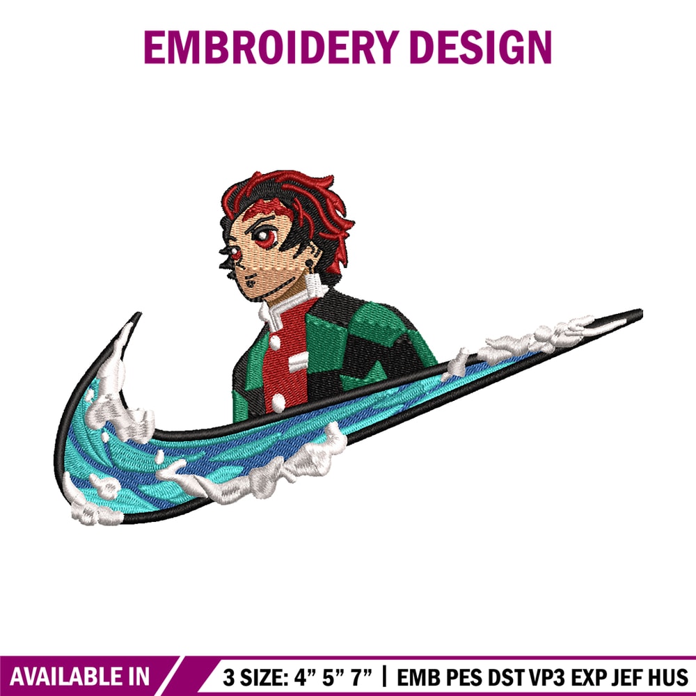 Tanjiro kamado Nike embroidery design, Kimetsu no Yaiba embroidery, Nike design, anime design, Digital download.jpg