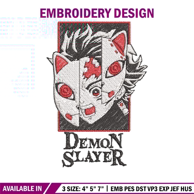 Tanjiro mask embroidery design, Tanjiro embroidery, Embroidery shirt, Embroidery file, Anime design, Digital download.jpg