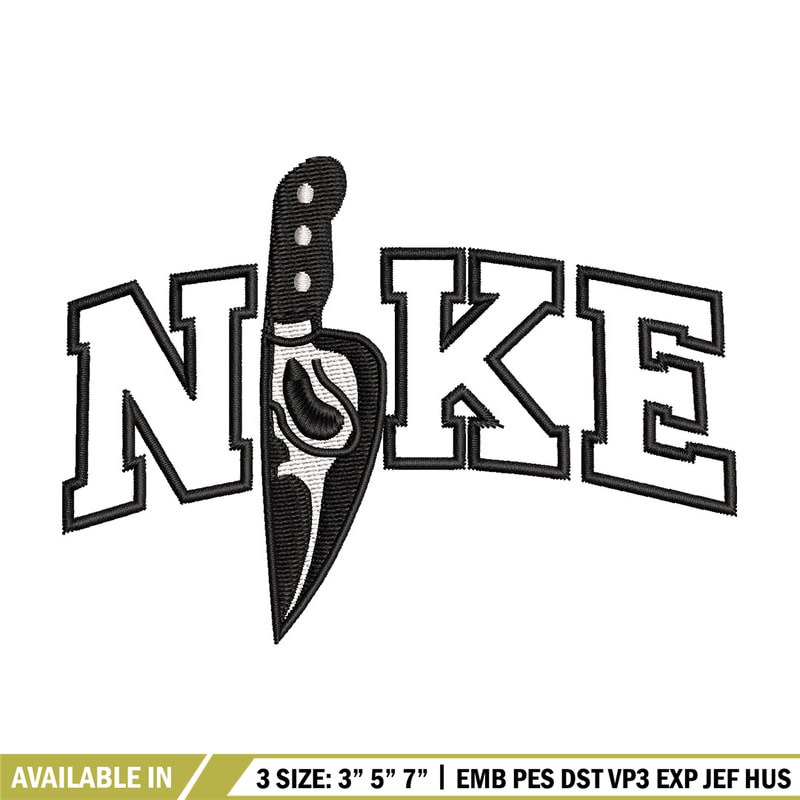 Knife ghost nike embroidery design, Horror embroidery, Embroidery file,Embroidery shirt, Nike design, Digital download.jpg