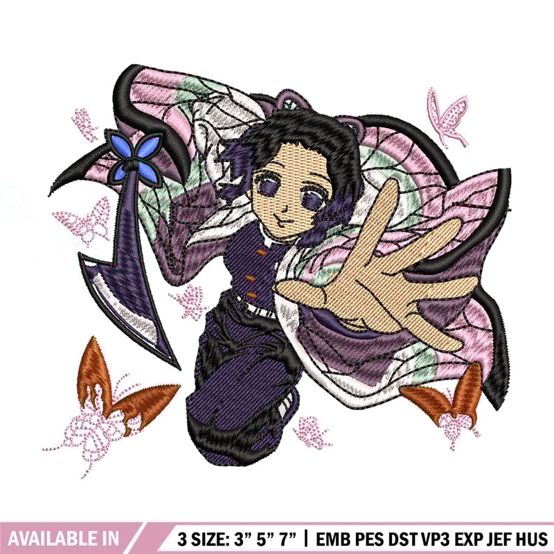 Kochou Shinobu embroidery design, Kimetsu no Yaiba embroidery, logo design, anime design, anime shirt, Digital download.jpg