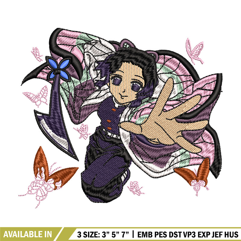 Kochou Shinobu embroidery design, Kimetsu no Yaiba embroidery, logo design, anime design, anime shirt, Digital download.jpg