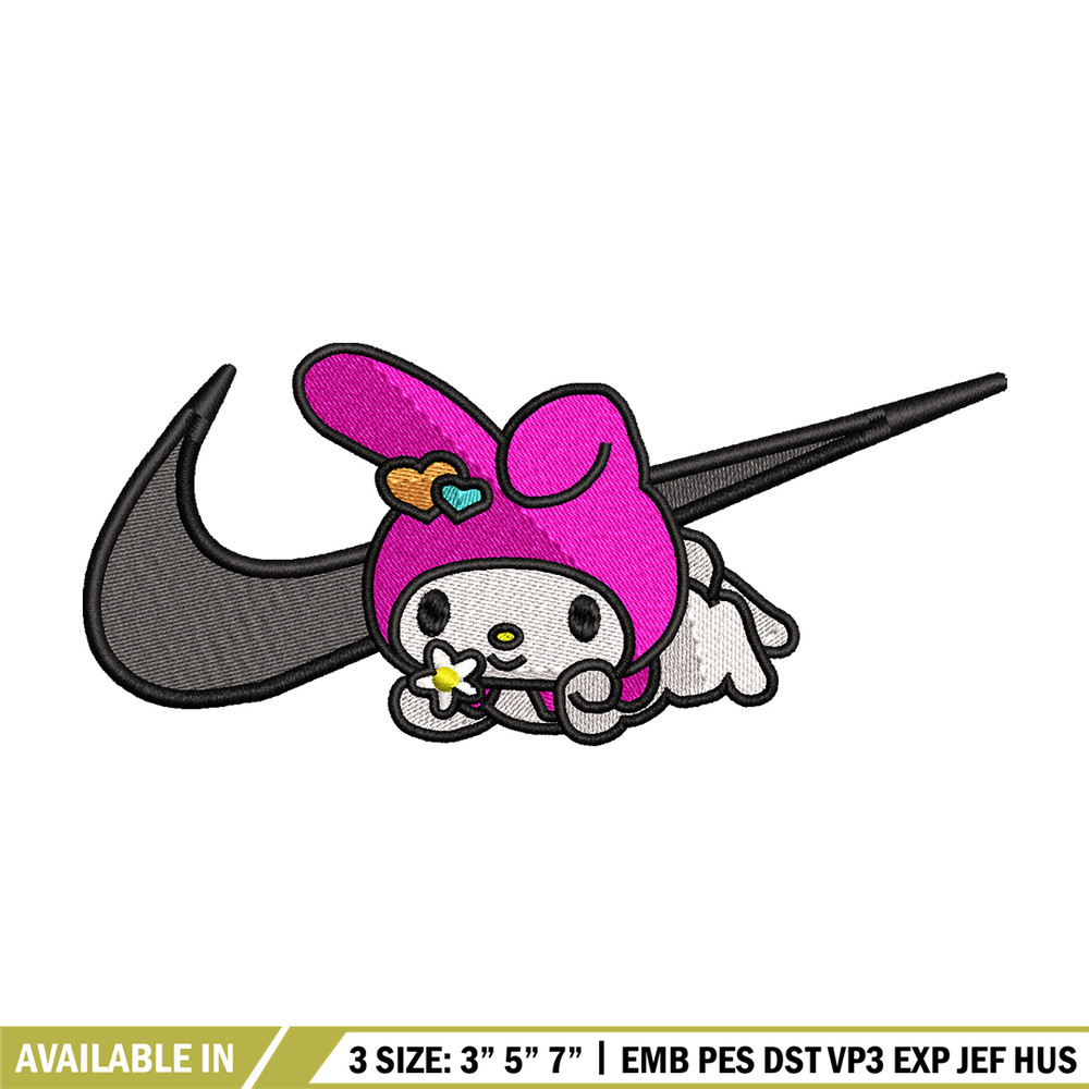 Kuromi Nike embroidery design, Hello kitty embroidery, Nike design, cartoon design, cartoon shirt, Digital download.jpg