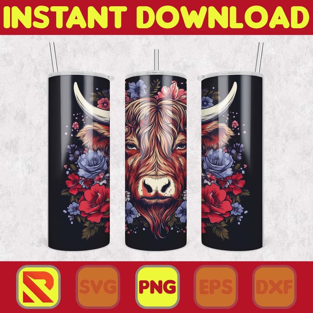 Highland Cow Tumbler Wrap, Western 20 oz Skinny Tumbler Sublimation Design, Custom Name Personalised Tumbler Wrap Designs PNG (79).jpg