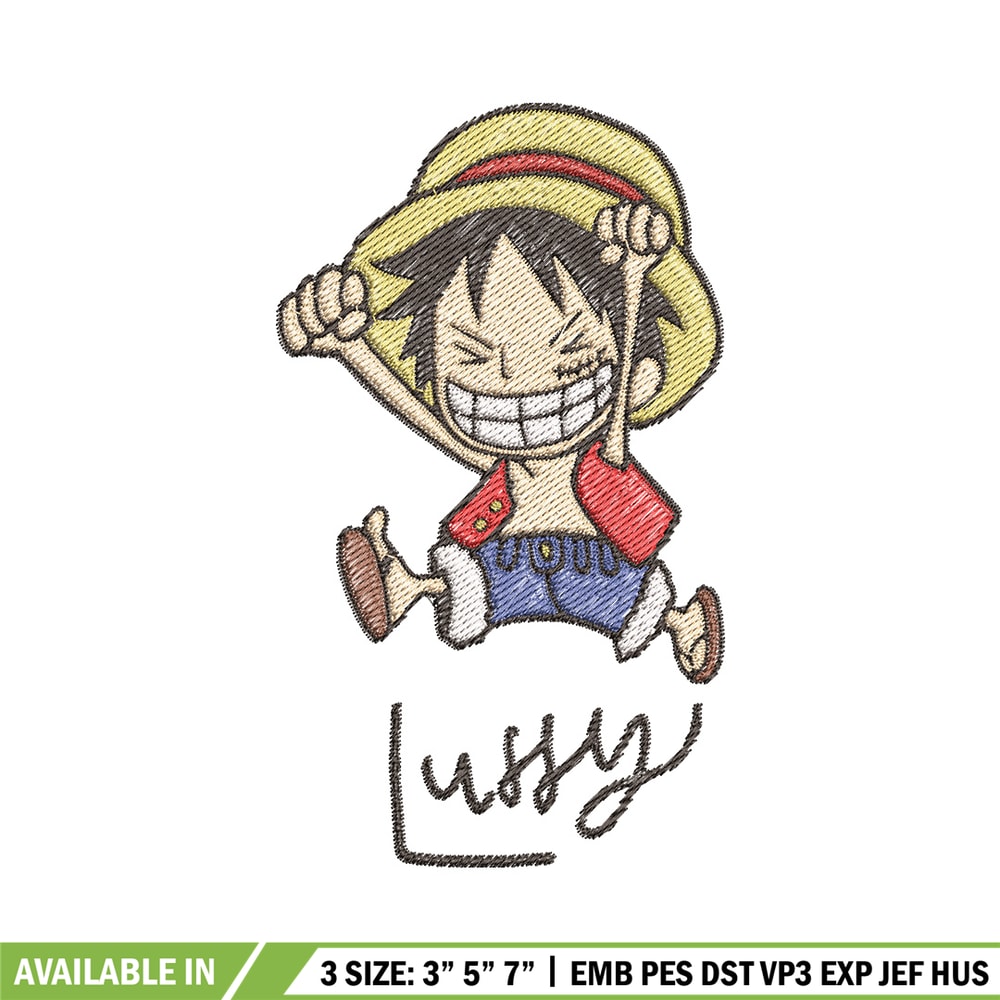 Luffy chibi embroidery design, One piece embroidery, Anime design, Embroidery file, Embroidery shirt, Digital download (3).jpg