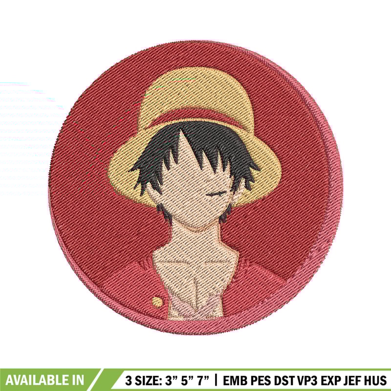 Luffy circle embroidery design, One piece embroidery, Anime design, Embroidery file, Embroidery shirt, Digital download.jpg