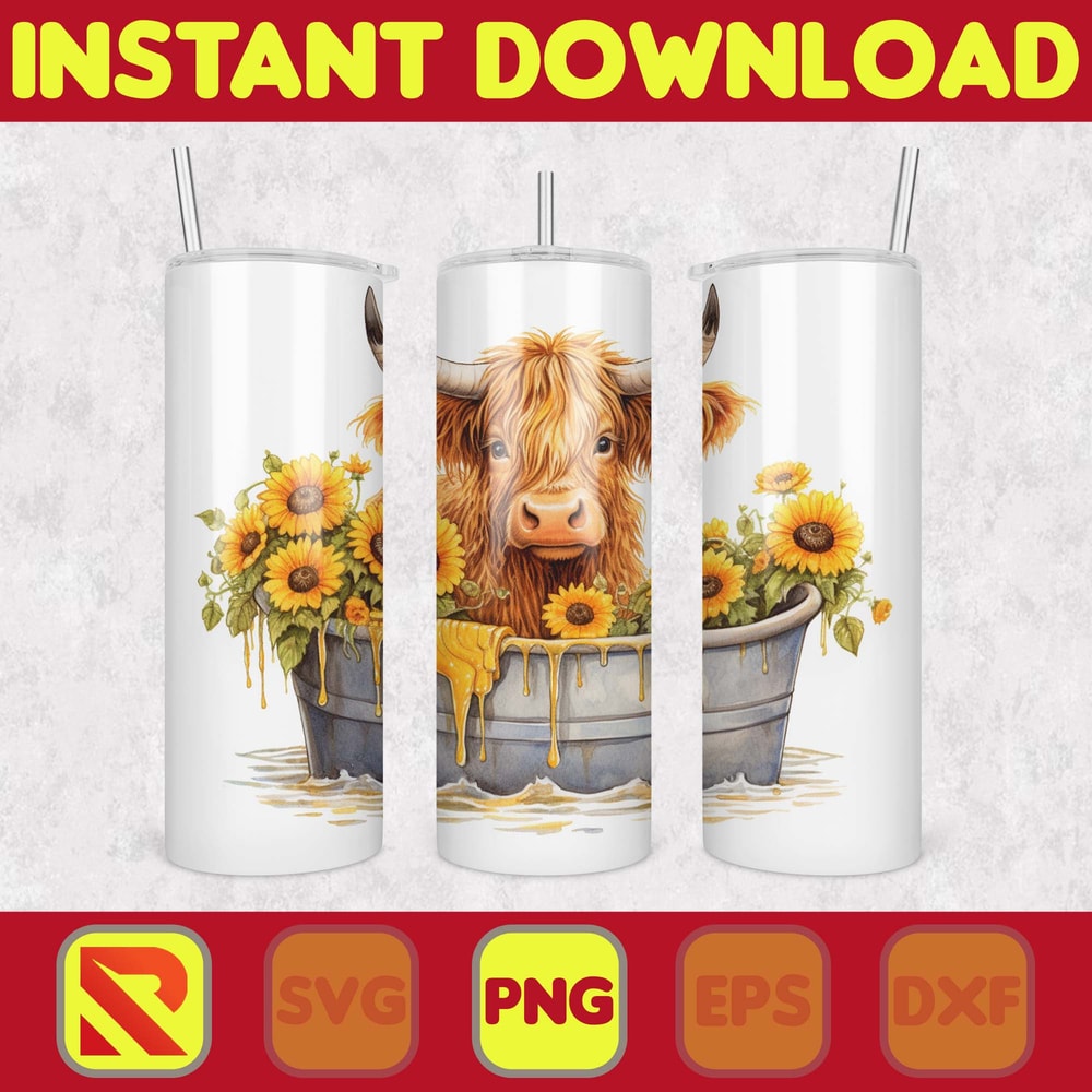 Highland Cow Tumbler Wrap, Western 20 oz Skinny Tumbler Sublimation Design, Custom Name Personalised Tumbler Wrap Designs PNG (89).jpg