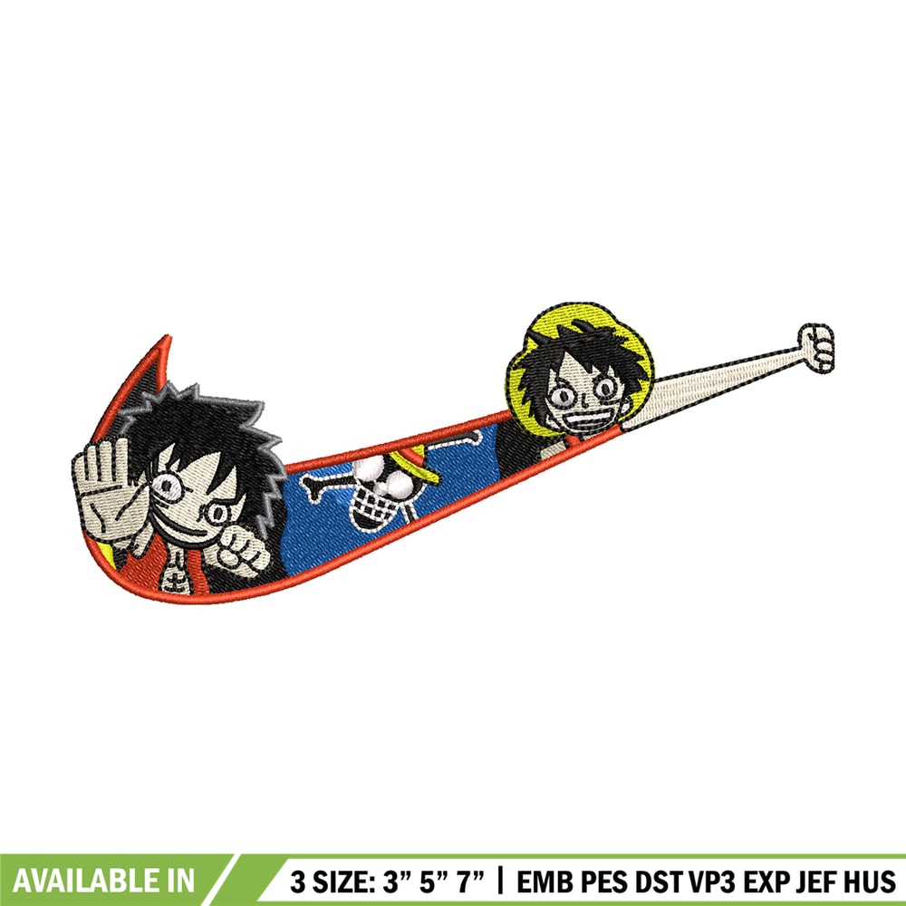 Luffy Funny Nike embroidery design, One Piece embroidery, logo design, anime shirt, Embroidery shirt, Instant download.jpg