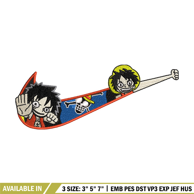 Luffy Funny Nike embroidery design, One Piece embroidery, logo design, anime shirt, Embroidery shirt, Instant download.jpg