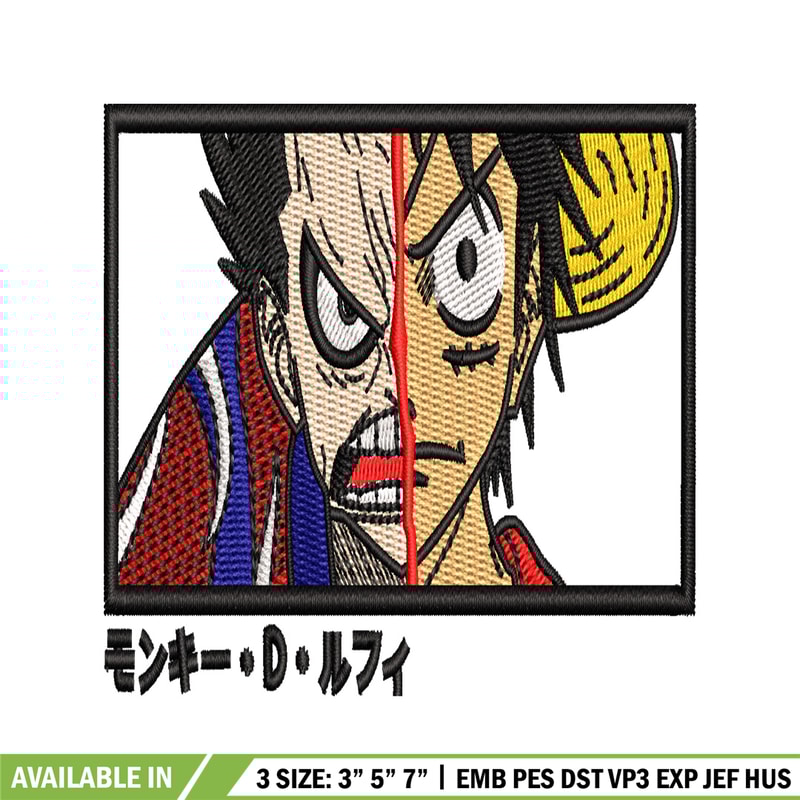 Luffy gear 4 X Luffy embroidery design, one piece embroidery, anime design, embroidery file, Digital download..jpg