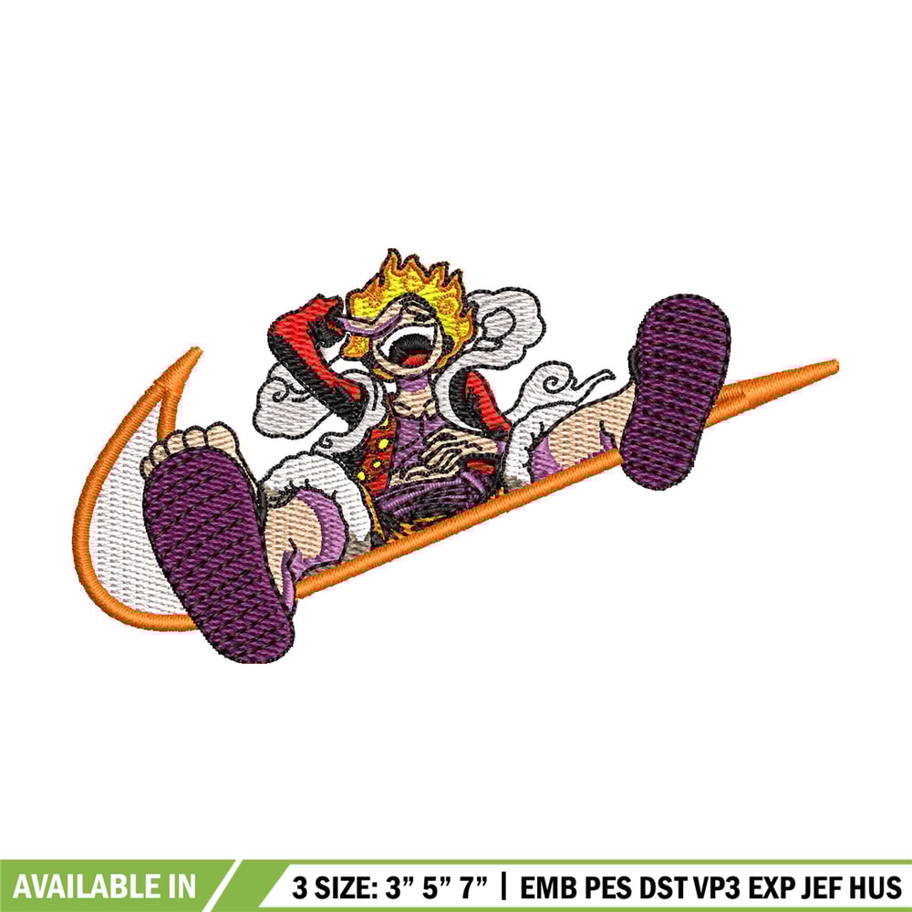 Luffy gear nike embroidery design, One piece embroidery,Nike design, Embroidery shirt, Embroidery file, Digital download.jpg