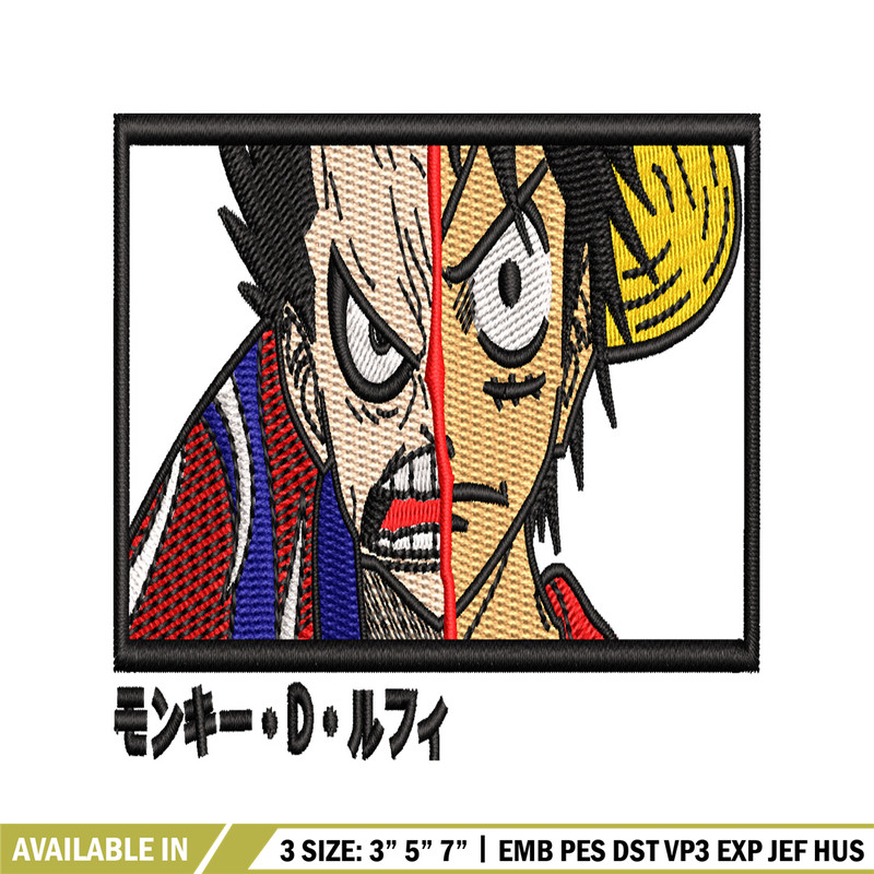 Luffy gear 4 X Luffy embroidery design, one piece embroidery, anime design, embroidery file, Digital download..jpg