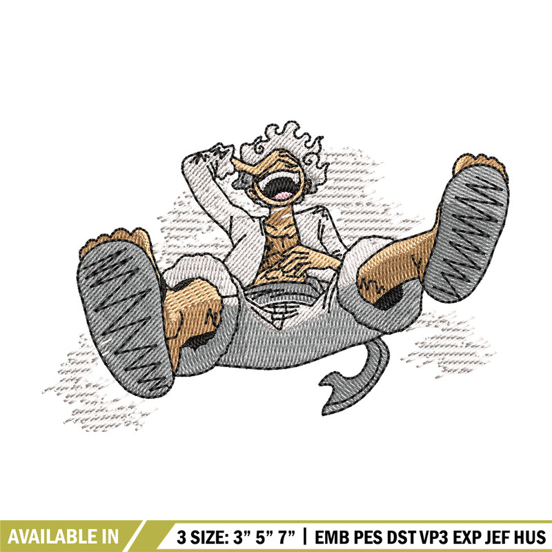 Luffy gear 5 embroidery design, One piece embroidery, Anime design, Embroidery shirt, Embroidery file, Digital download.jpg