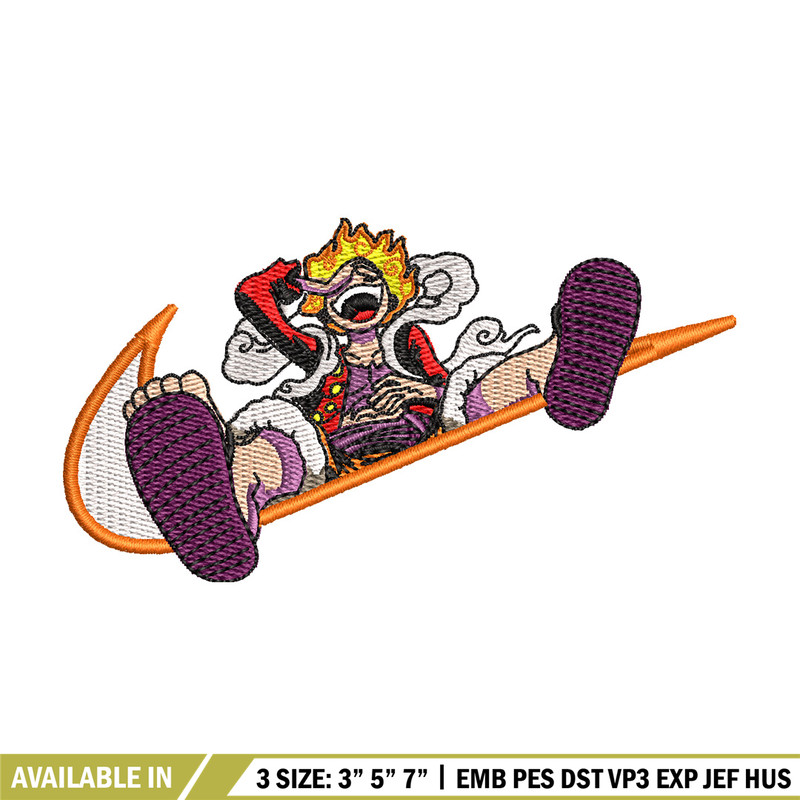Luffy gear nike embroidery design, One piece embroidery,Nike design, Embroidery shirt, Embroidery file, Digital download.jpg