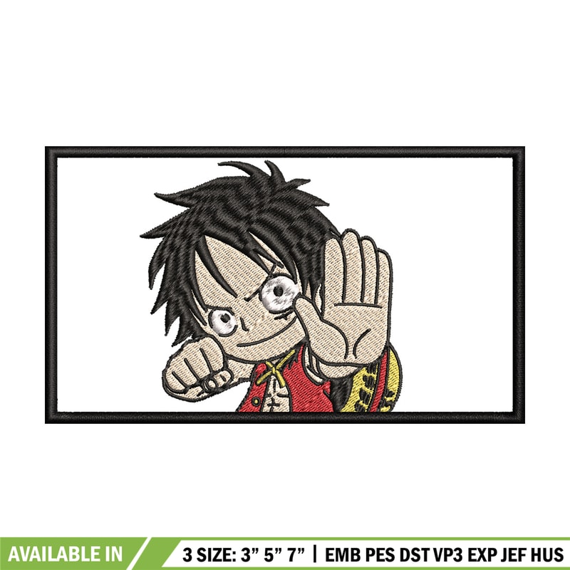 Luffy kid embroidery design, One piece embroidery, Anime design, Embroidery shirt, Embroidery file, Digital download.jpg