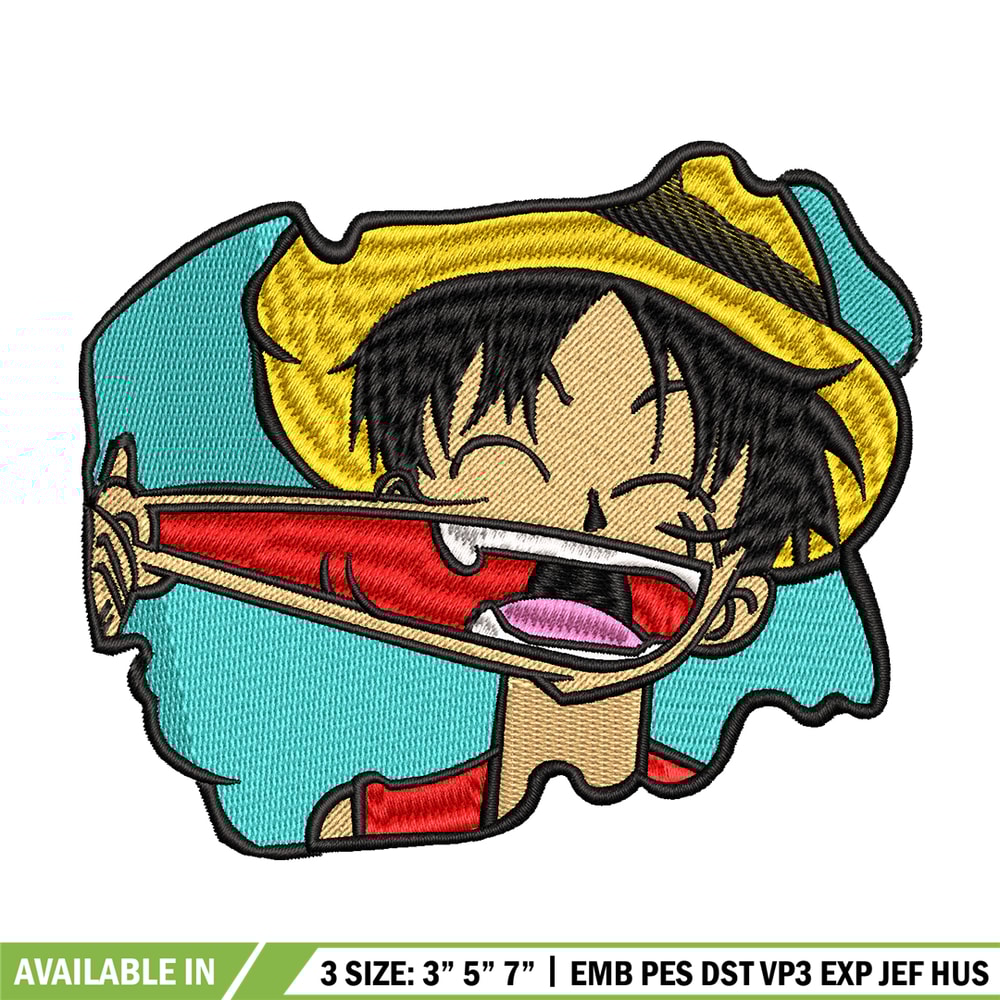 Luffy Laugh embroidery design, One Piece embroidery, embroidery file, anime design, anime shirt, Digital download.jpg