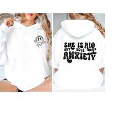 shes a 10 but so is her anxiety sweatshirt, funny marriage shirt, anxiety back and front hoodie, wife tee, anxiety shirt