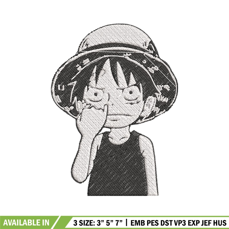 Luffy nose embroidery design, One piece embroidery, Anime design, Embroidery file, Embroidery shirt, Digital download.jpg