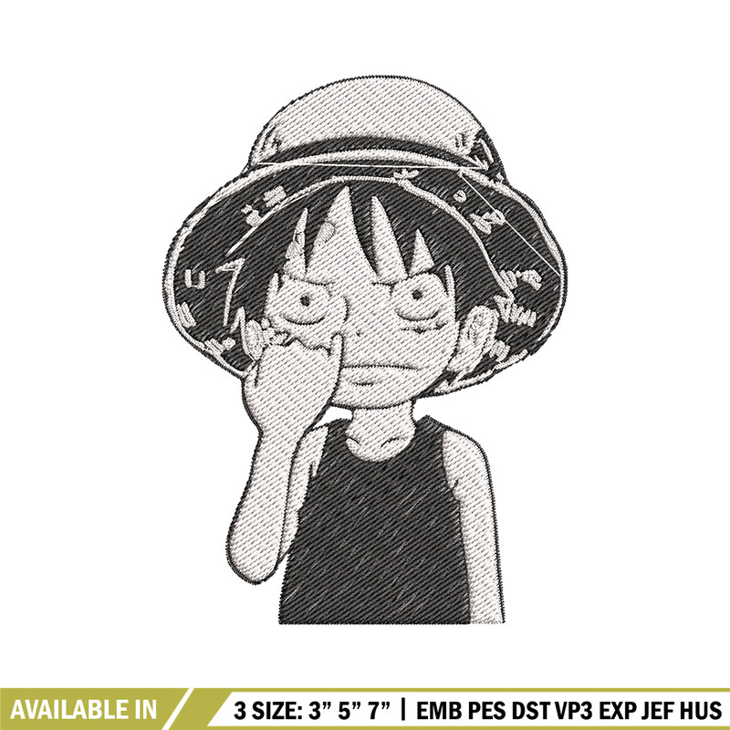 Luffy nose embroidery design, One piece embroidery, Anime design, Embroidery file, Embroidery shirt, Digital download.jpg