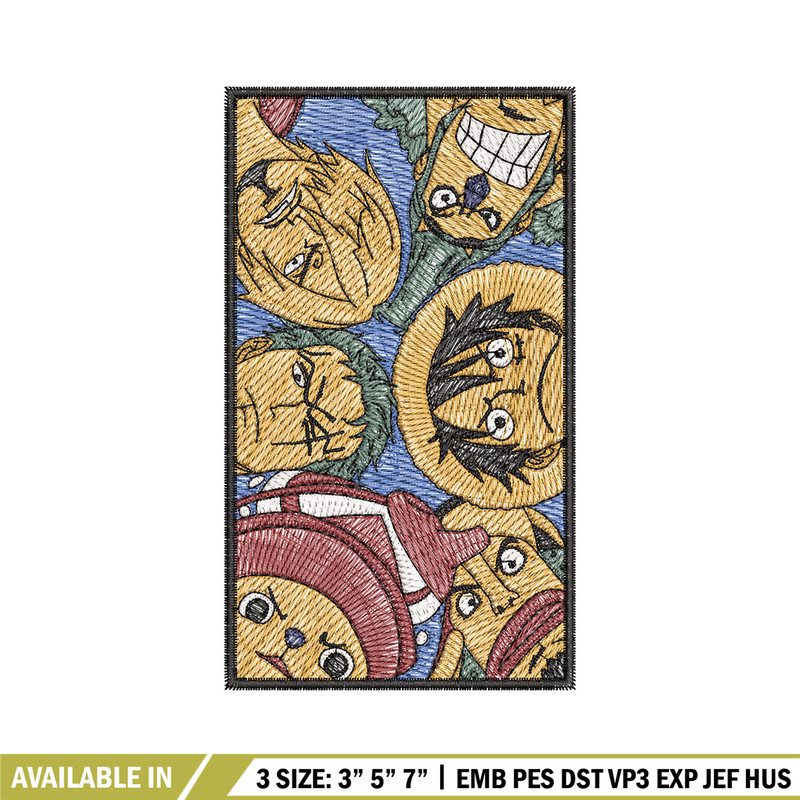 Luffy team embroidery design, One piece embroidery, Embroidery shirt, Embroidery file, Anime design, Digital download.jpg