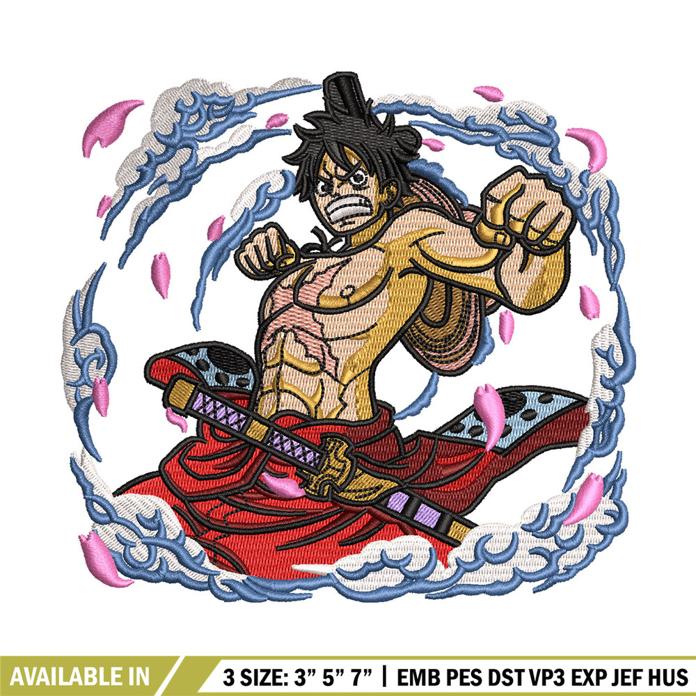 Luffy wano embroidery design, One piece embroidery, Anime design, Embroidery shirt, Embroidery file, Digital download.jpg