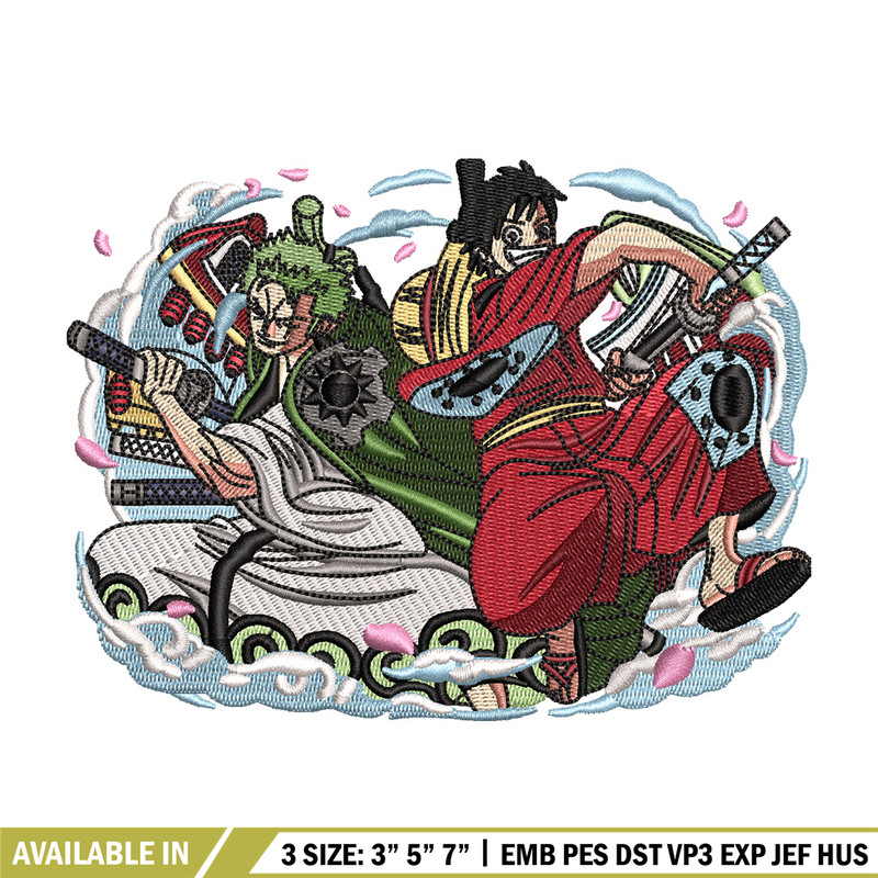 Luffy zoro embroidery design, One piece embroidery, Anime design, Embroidery shirt, Embroidery file, Digital download.jpg
