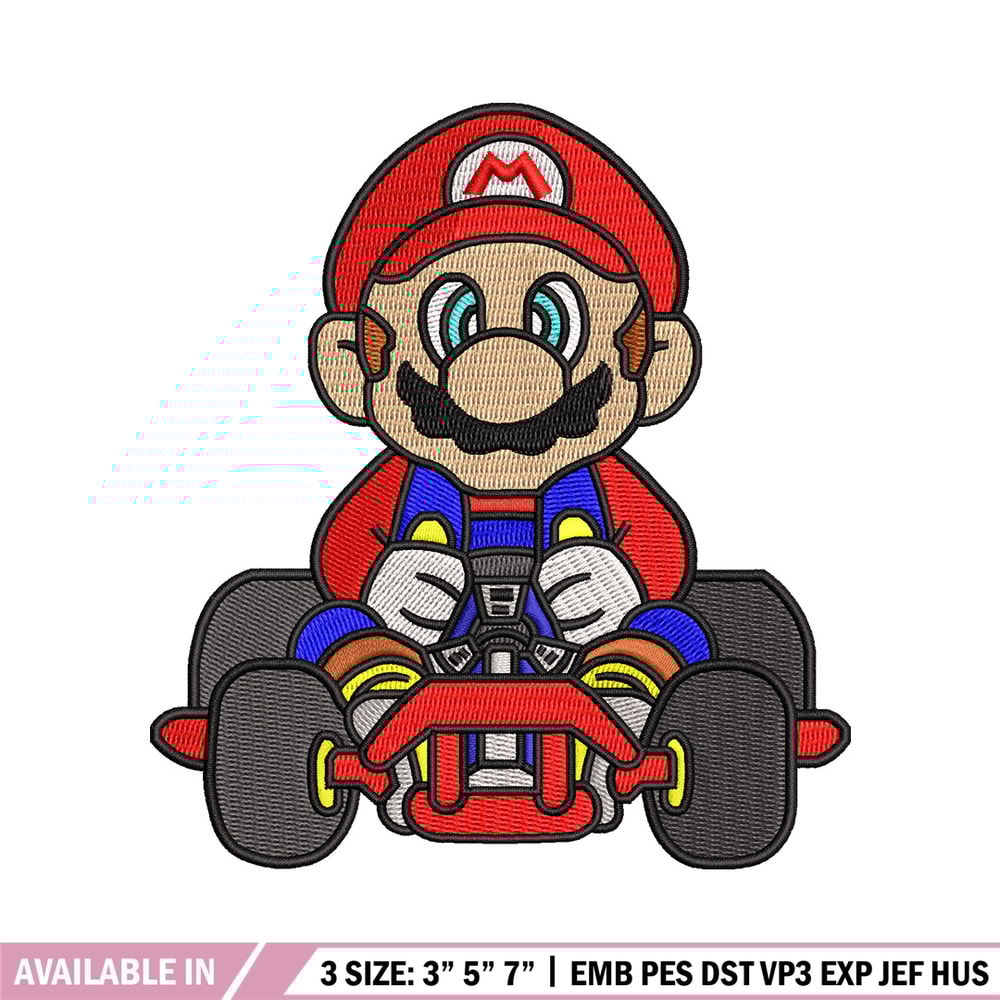 Mario car embroidery design, Mario embroidery, Embroidery file, Embroidery shirt, Emb design, Digital download.jpg