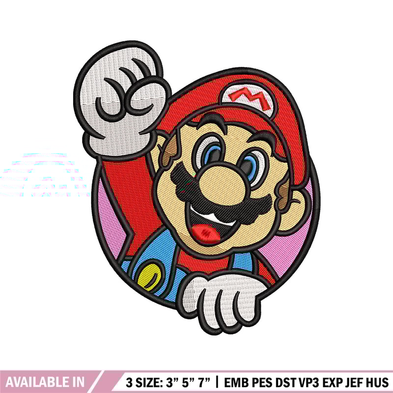 Mario circle embroidery design, Mario embroidery, Embroidery file, Embroidery shirt, Emb design,Digital download.jpg