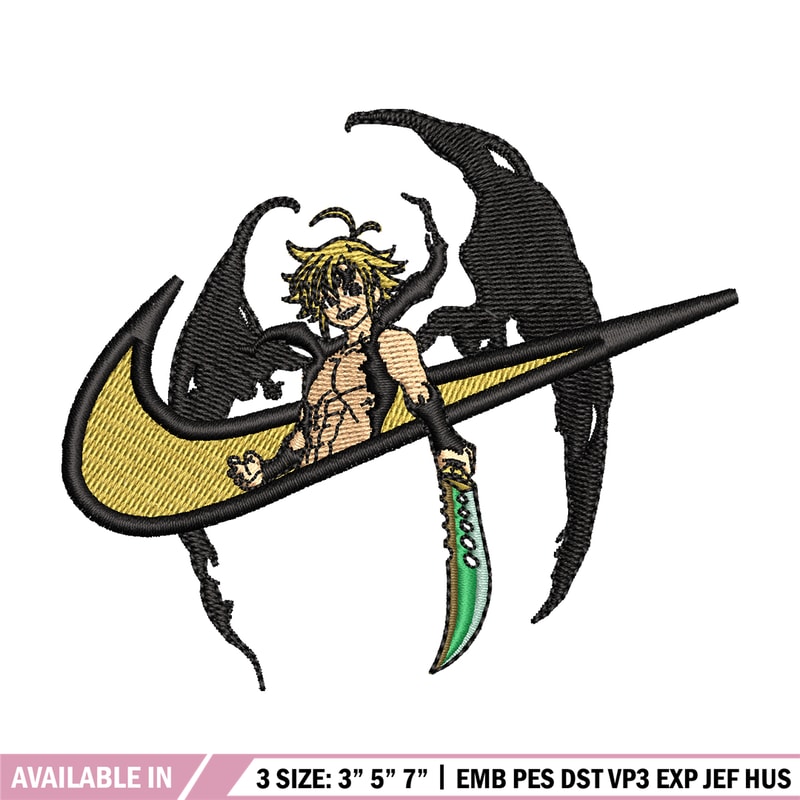 Meliodas Nike embroidery design, Nanatsu no Taizai embroidery, Nike design, anime design, anime shirt, Digital download.jpg