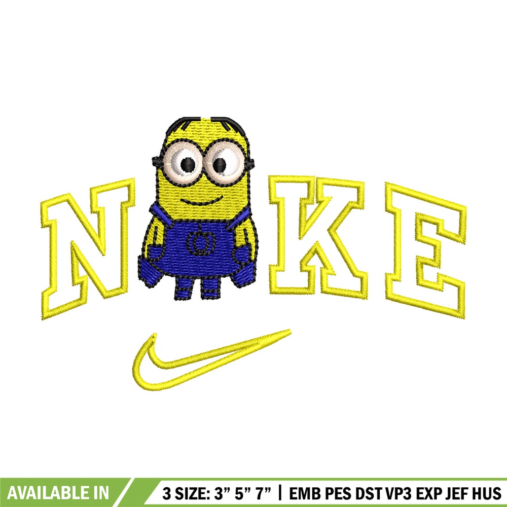 Minion x nike embroidery design, Minion embroidery, Embroidery file, Embroidery shirt, Nike design, Digital download.jpg
