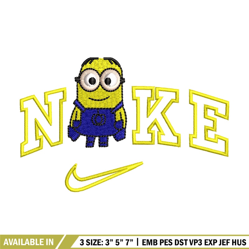 Minion x nike embroidery design, Minion embroidery, Embroidery file, Embroidery shirt, Nike design, Digital download.jpg